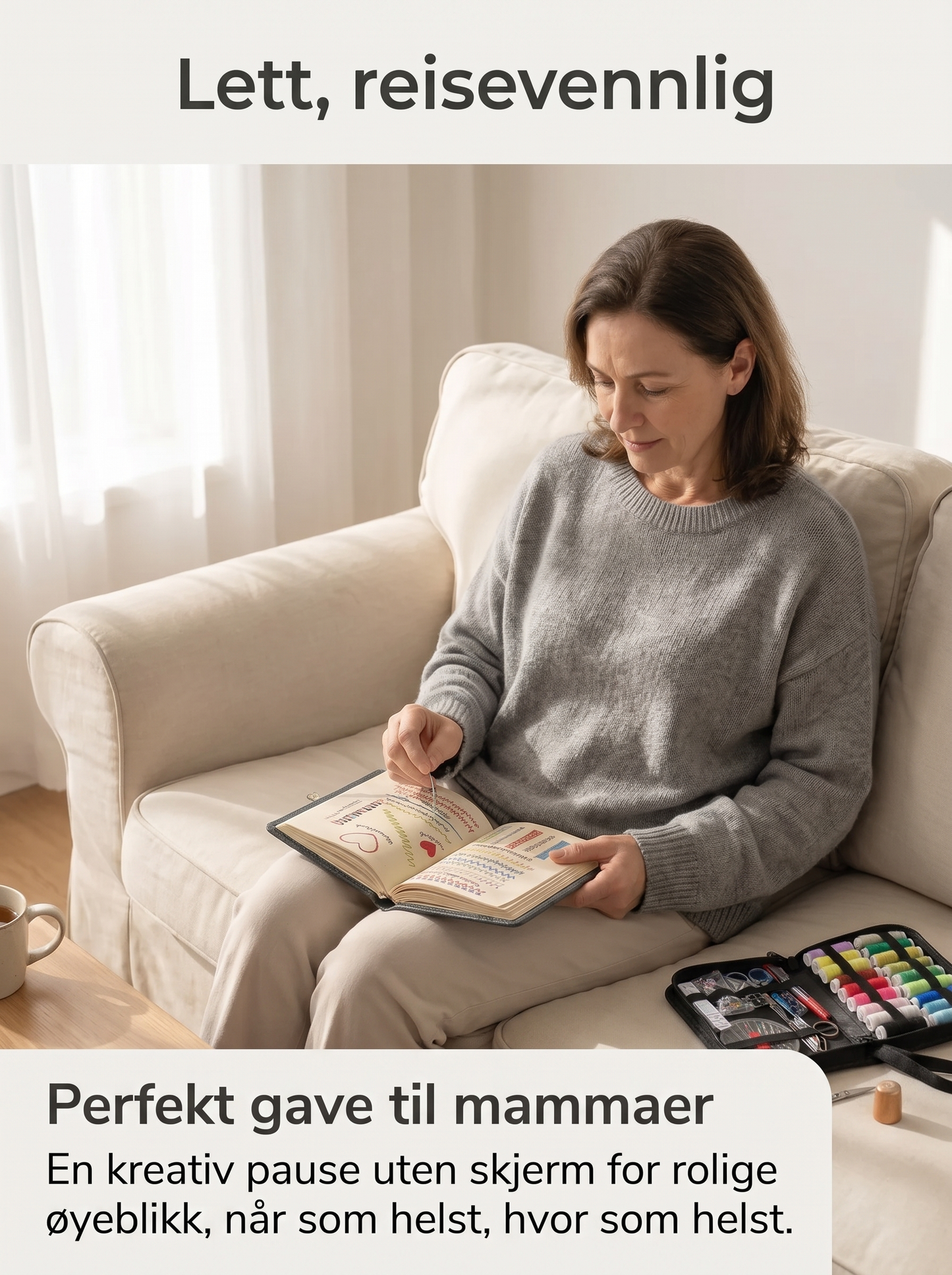 Stygna Broderisett for nybegynnere – komplett sett med ring, garn og nåler