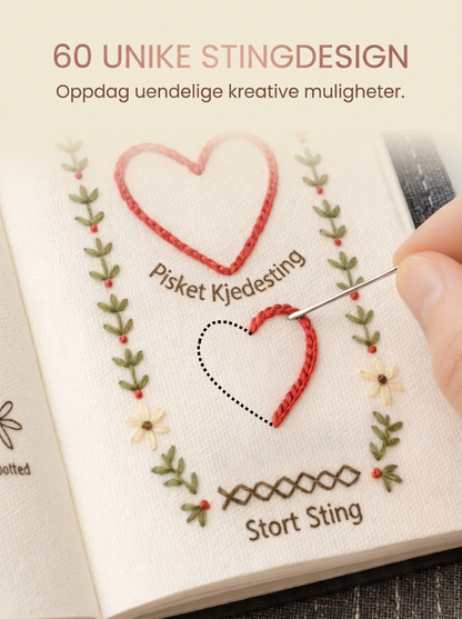 Stygna Broderisett for nybegynnere – komplett sett med ring, garn og nåler
